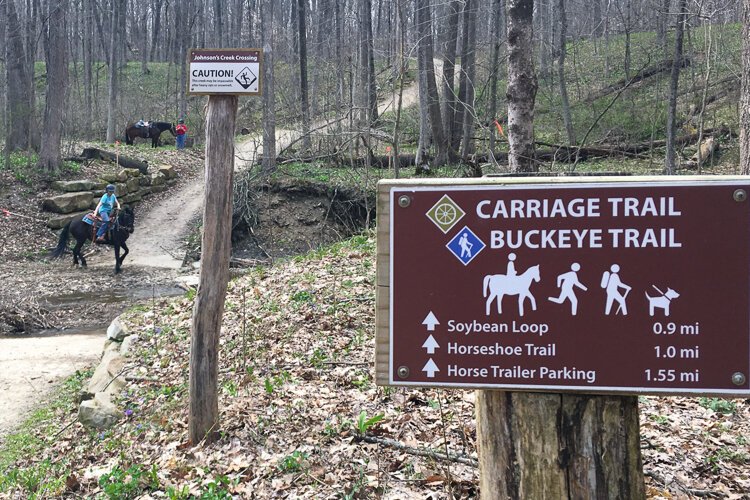 Sharing the trail in Hinckley Reservation.